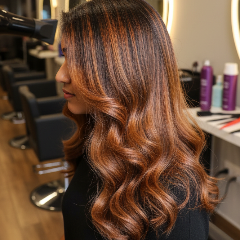 Beauty Salon in Madurai: Award-Winning Services That Locals Actually Queue For "Professional hair coloring services at beauty salon Madurai"
Content: Vibrant hair color result (balayage, highlights, or fashion color)