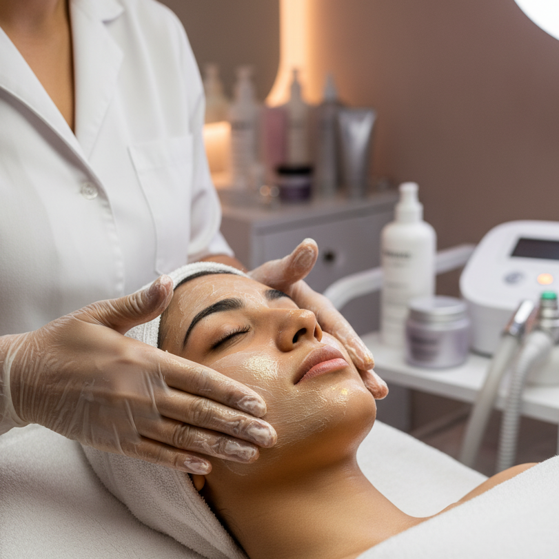 Beauty Salon in Madurai: Award-Winning Services That Locals Actually Queue For "Professional facial treatment at beauty salon in Madurai"
Content: Beautician performing facial on client (close-up, professional setting)